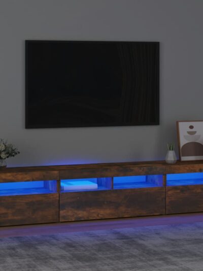 Comodă TV cu lumini LED, stejar fumuriu, 210x35x40 cm - Casa - Decoo