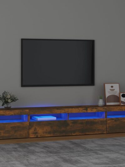 Comodă TV cu lumini LED, stejar fumuriu, 240x35x40cm - Casa - Decoo