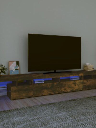 Comodă TV cu lumini LED, stejar fumuriu, 260x36,5x40cm - Casa - Decoo