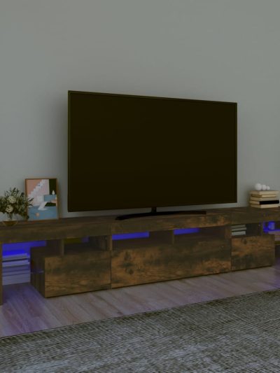 Comodă TV cu lumini LED, stejar fumuriu,230x36,5x40cm - Casa - Decoo