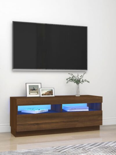 Comodă TV cu lumini LED, stejar maro, 100x35x40 cm - Casa - Decoo