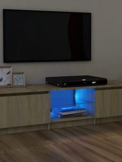 Comodă TV cu lumini LED, stejar sonoma, 120x30x35,5 cm - Casa - Decoo