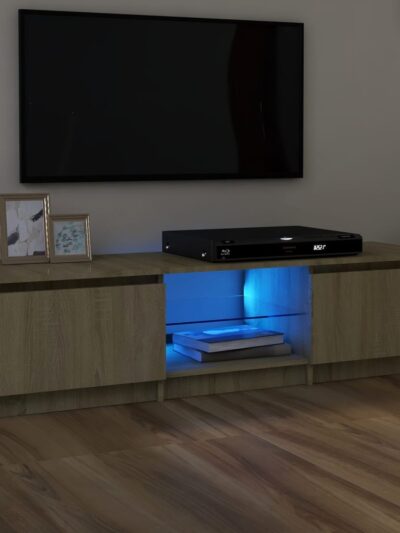 Comodă TV cu lumini LED, stejar sonoma, 140x40x35,5 cm - Casa - Decoo