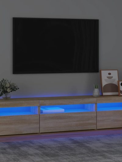 Comodă TV cu lumini LED, stejar sonoma, 195x35x40 cm - Casa - Decoo