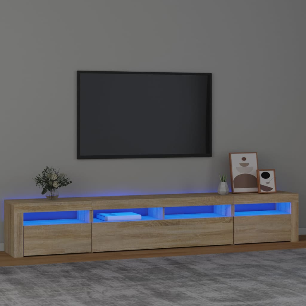 Comodă TV cu lumini LED, stejar sonoma, 240x35x40cm - Casa - Decoo