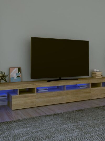 Comodă TV cu lumini LED, stejar sonoma,260x36,5x40cm - Casa - Decoo