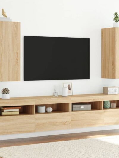 Comodă TV de perete cu LED, 2 buc. stejar sonoma, 30,5x35x70 cm - Casa - Decoo