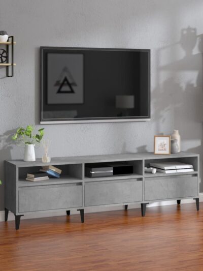 Comodă TV, gri beton, 150x30x44,5 cm, lemn prelucrat - Casa - Decoo