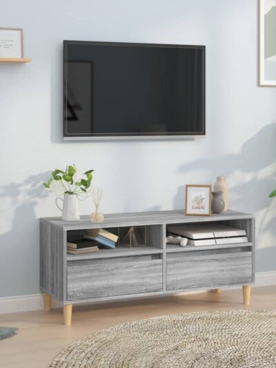 Comodă TV, gri sonoma, 100x34,5x44,5 cm, lemn prelucrat - Casa - Decoo