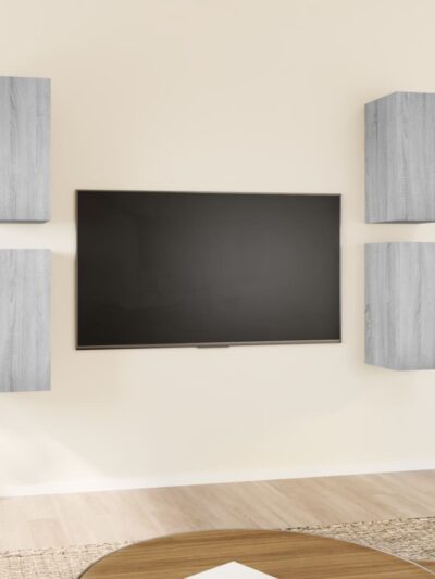 Comode TV, 4 buc., gri sonoma, 30,5x30x60 cm, lemn prelucrat - Casa - Decoo