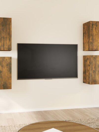 Comode TV, 4 buc., stejar fumuriu, 30,5x30x60 cm lemn prelucrat - Casa - Decoo