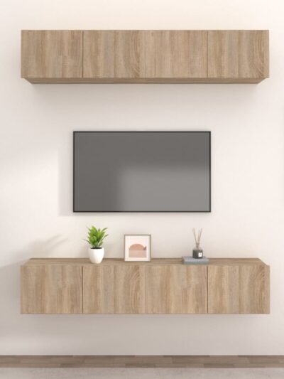 Comode TV, 4 buc., stejar sonoma, 80x30x30 cm, lemn prelucrat - Casa - Decoo