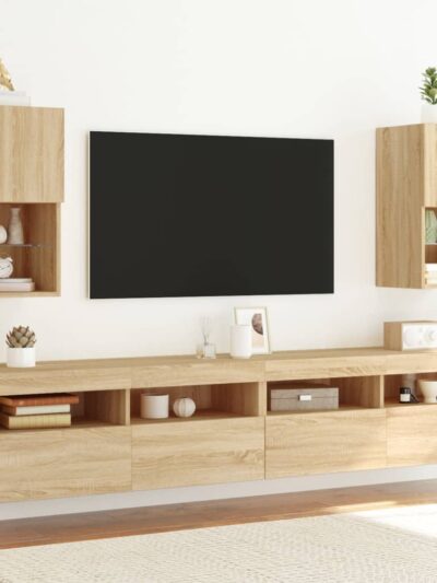 Comode TV cu lumini LED, 2 buc., stejar sonoma, 30,5x30x60 cm - Casa - Decoo