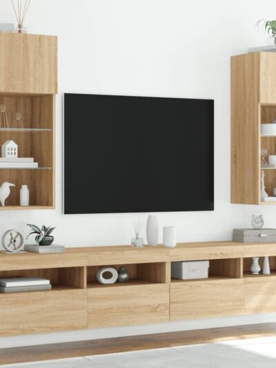 Comode TV cu lumini LED, 2 buc., stejar sonoma, 40,5x30x90 cm - Casa - Decoo