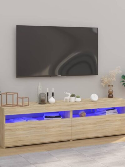 Comode TV cu lumini LED, 2 buc., stejar sonoma, 75x35x40 cm - Casa - Decoo