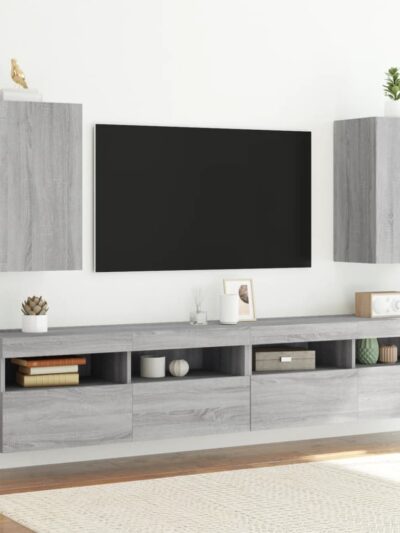 Comode TV de perete, 2 buc., gri sonoma, 40,5x30x60 cm, lemn - Casa - Decoo