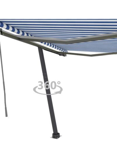 Copertină autonomă retractabilă automat albastru&alb 300x250 cm - Copertine retractabile automate - Decoo