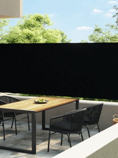 Copertină laterală retractabilă de terasă, negru, 600 x 160 cm - Copertine laterale retractabile - Decoo