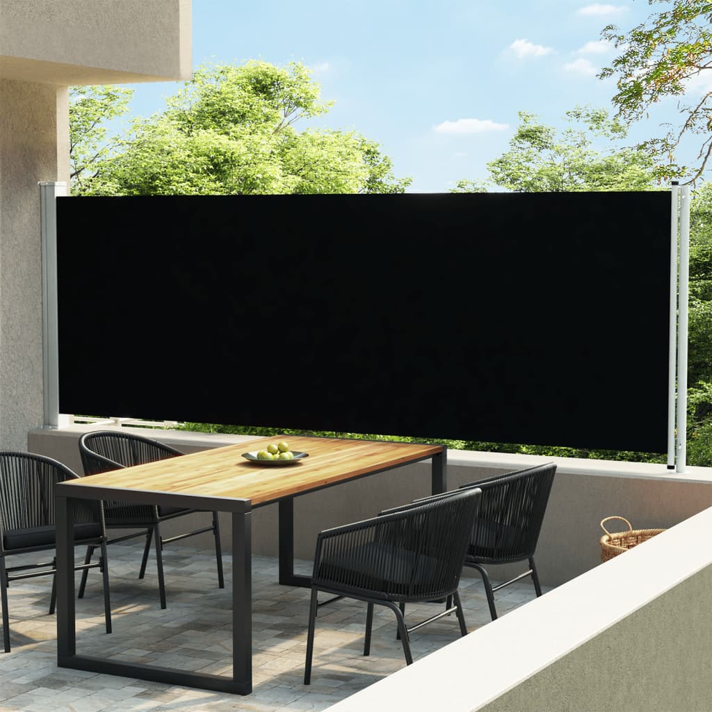 Copertină laterală retractabilă de terasă, negru, 600 x 160 cm - Copertine laterale retractabile - Decoo