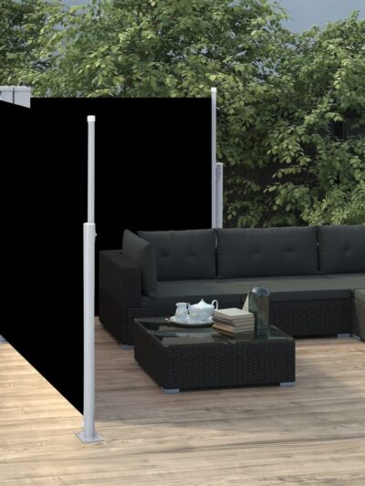 Copertină laterală retractabilă, negru, 100 x 600 cm - Copertine laterale retractabile - Decoo