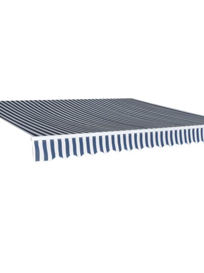 Copertină pliabilă cu acționare manuală, albastru/alb, 400 cm - Copertine retractabile - Decoo