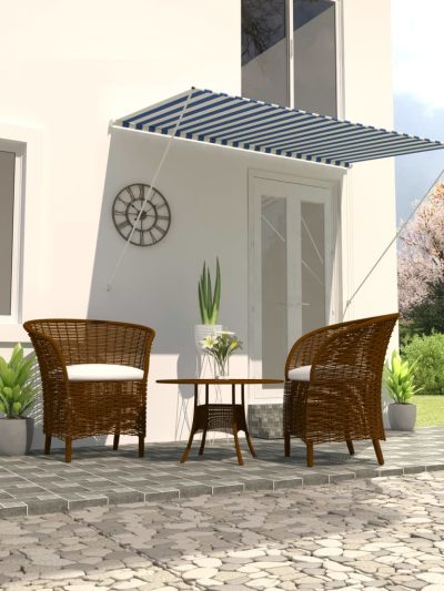 Copertină retractabilă, albastru și alb, 250 x 150 cm - Copertine retractabile - Decoo