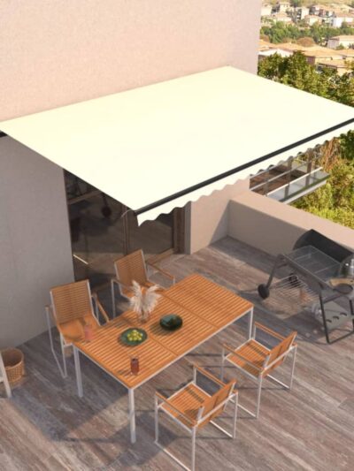 Copertină retractabilă automat, crem, 500x350 cm - Copertine automate - Decoo