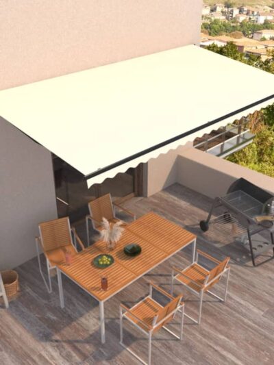 Copertină retractabilă automat, crem, 600x350 cm - Copertine automate - Decoo