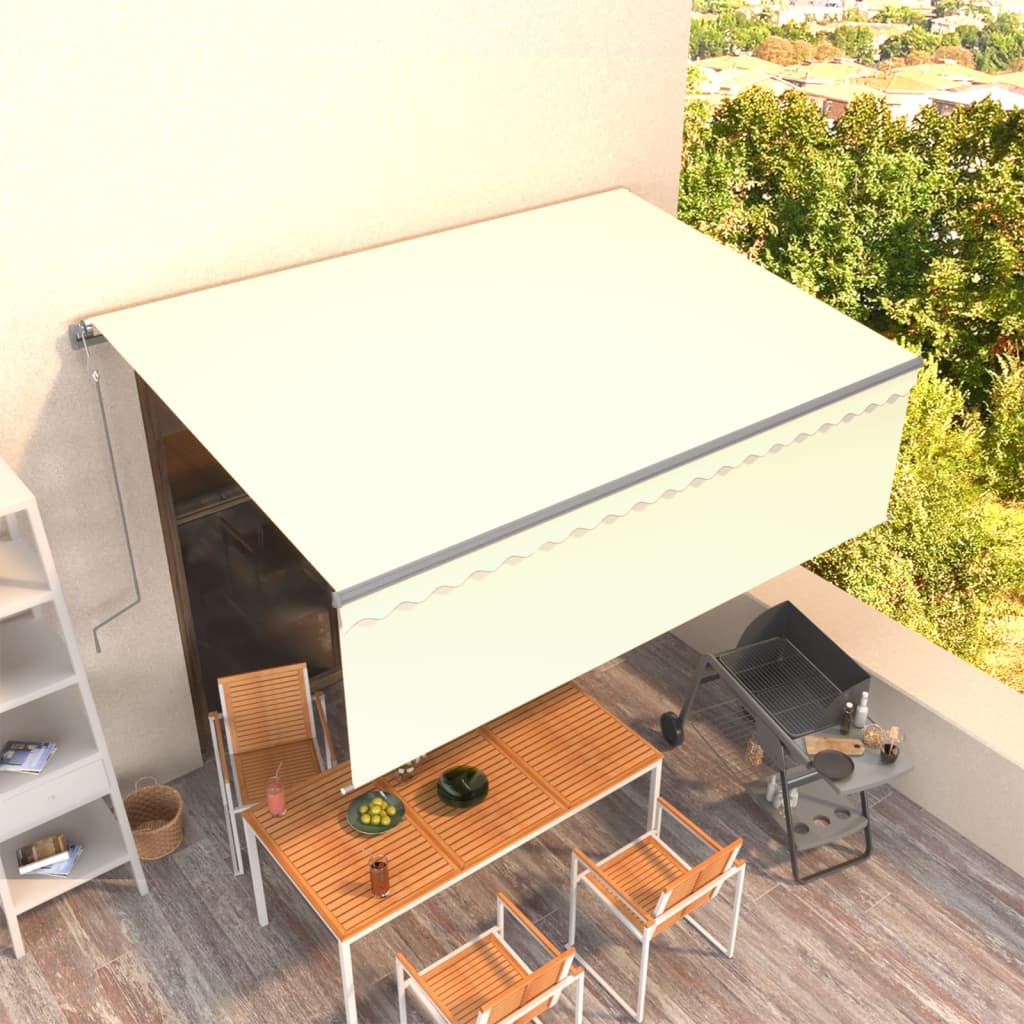 Copertină retractabilă automat cu stor, crem, 4,5x3 m - Copertine automate - Decoo