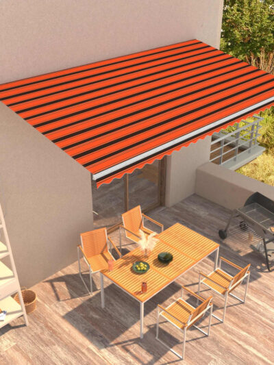 Copertină retractabilă automat, portocaliu & maro, 600x300 cm - Copertine retractabile automate - Decoo