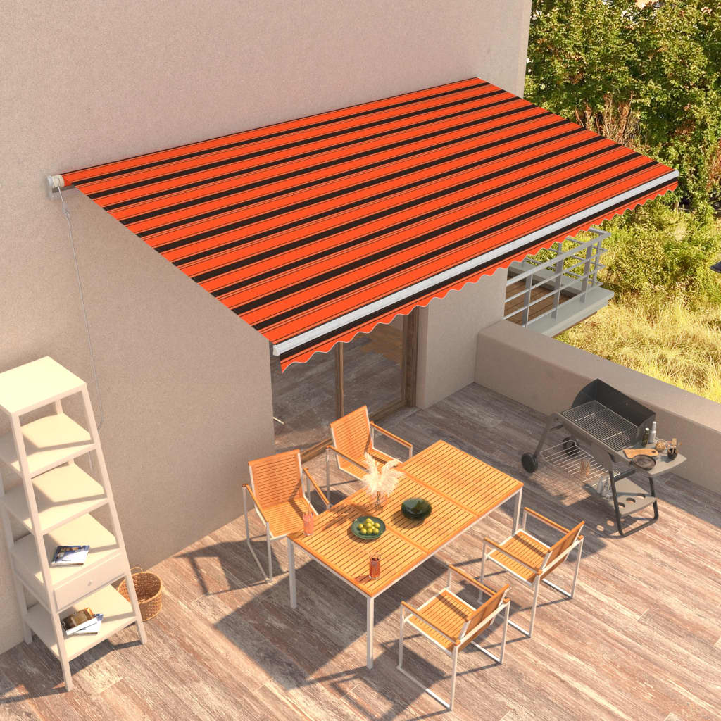 Copertină retractabilă automat, portocaliu & maro, 600x300 cm - Copertine retractabile automate - Decoo