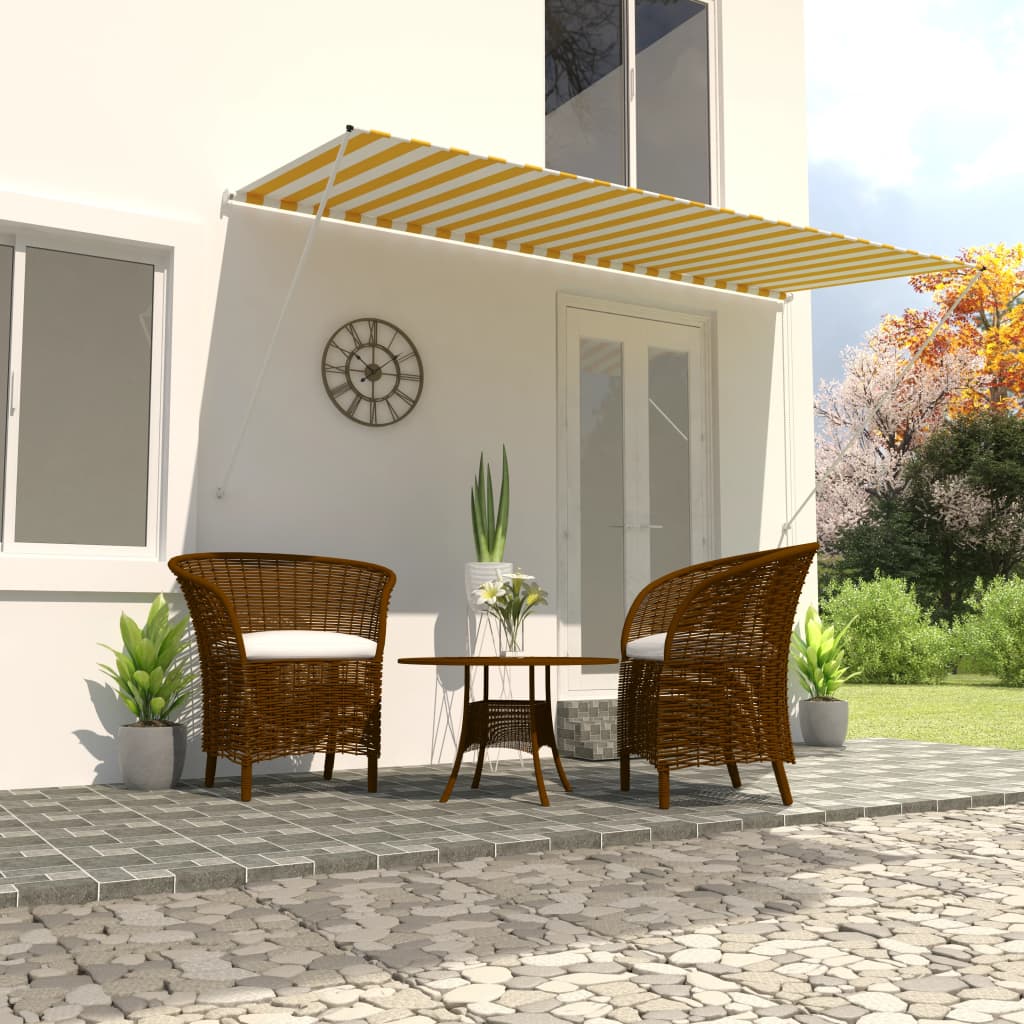 Copertină retractabilă, galben și alb, 400 x 150 cm - Copertine retractabile - Decoo