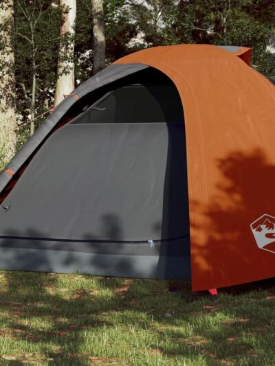 Cort camping 4 persoane gri/portocaliu 267x272x145cm tafta 185T - Corturi si Accesorii cort - Decoo