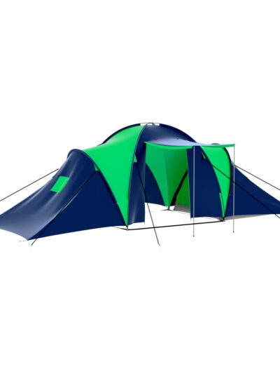 Cort camping din material textil, 9 persoane, albastru și verde - Corturi si Accesorii cort - Decoo