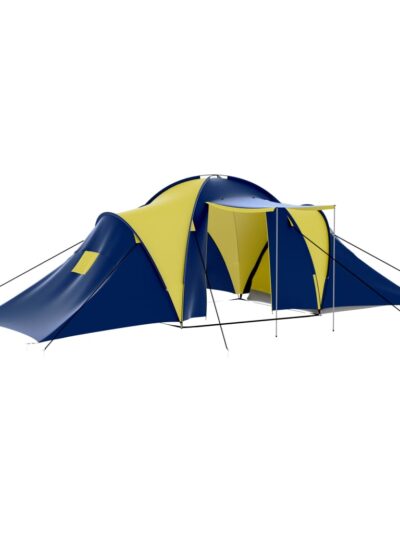 Cort camping material textil, 9 persoane, albastru și galben - Corturi si Accesorii cort - Decoo