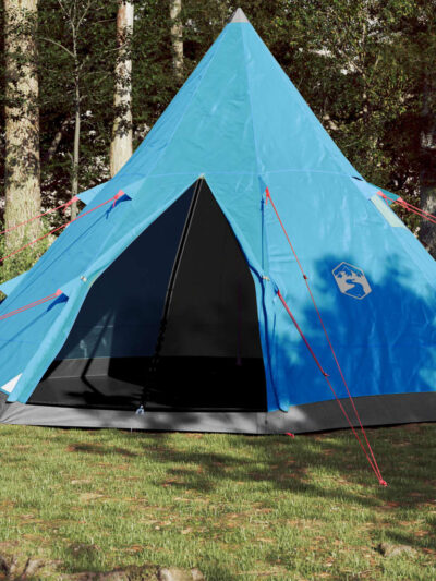 Cort de camping 4 persoane albastru, 367x367x259 cm, tafta 185T - Corturi si Accesorii cort - Decoo