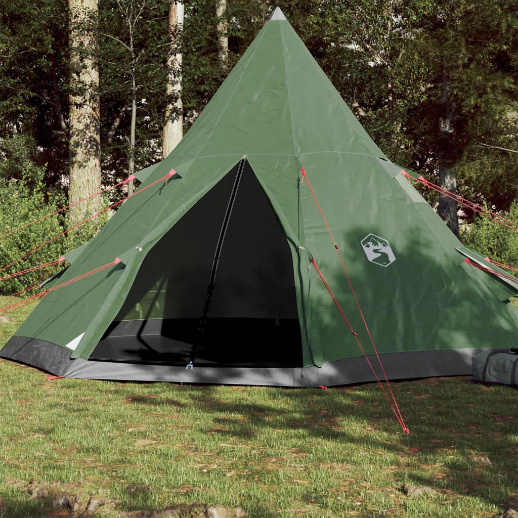 Cort de camping 4 persoane, verde, 367x367x259 cm, tafta 185T - Corturi si Accesorii cort - Decoo