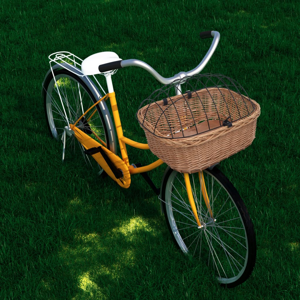 Coș frontal bicicletă cu capac, 50x45x35 cm, salcie naturală - Accesorii biciclete - Decoo