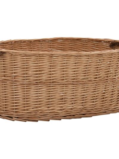 Coș lemne foc cu mânere de transport natural 78x54x34 cm salcie - Casa - Decoo