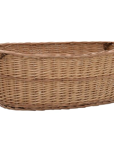 Coș lemne foc cu mânere de transport natural 88x57x34 cm salcie - Casa - Decoo