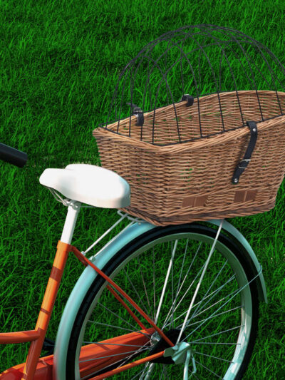 Coș portbagaj bicicletă cu capac 55x31x36 cm, răchită naturală - Accesorii biciclete - Decoo