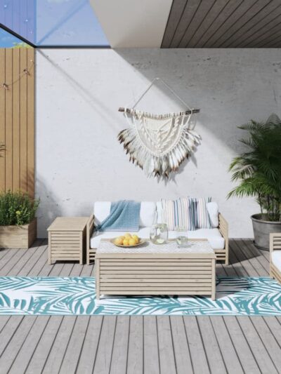 Covor de exterior, acvamarin/alb, 80x250 cm, design reversibil - Covor de exterior - Decoo