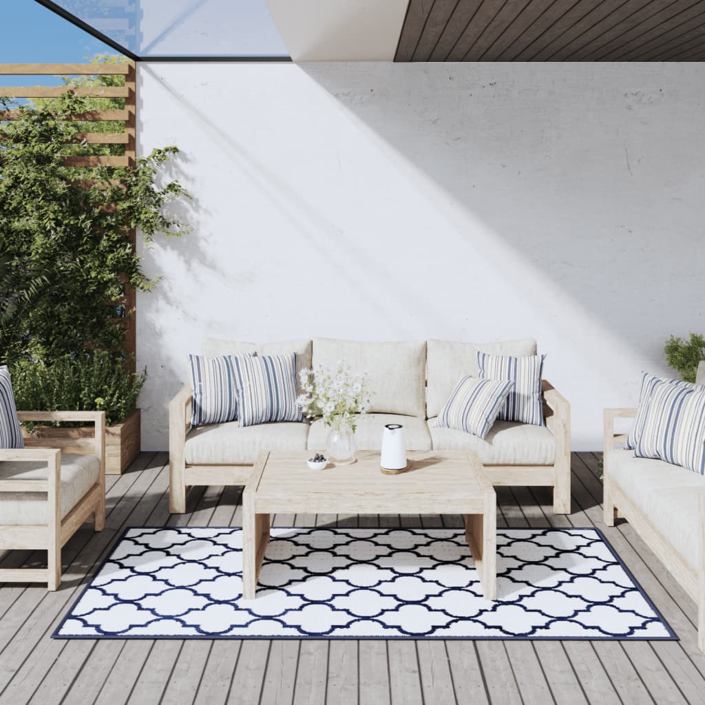 Covor de exterior, bleumarin/alb, 100x200 cm, design reversibil - Covor de exterior - Decoo