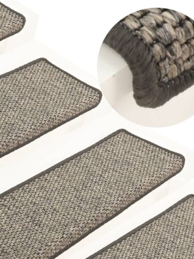 Covoraș scări autoadeziv 15 buc. gri&bej 65x21x4cm aspect sisal - Covore pentru scari si trepte antiderapante - Decoo