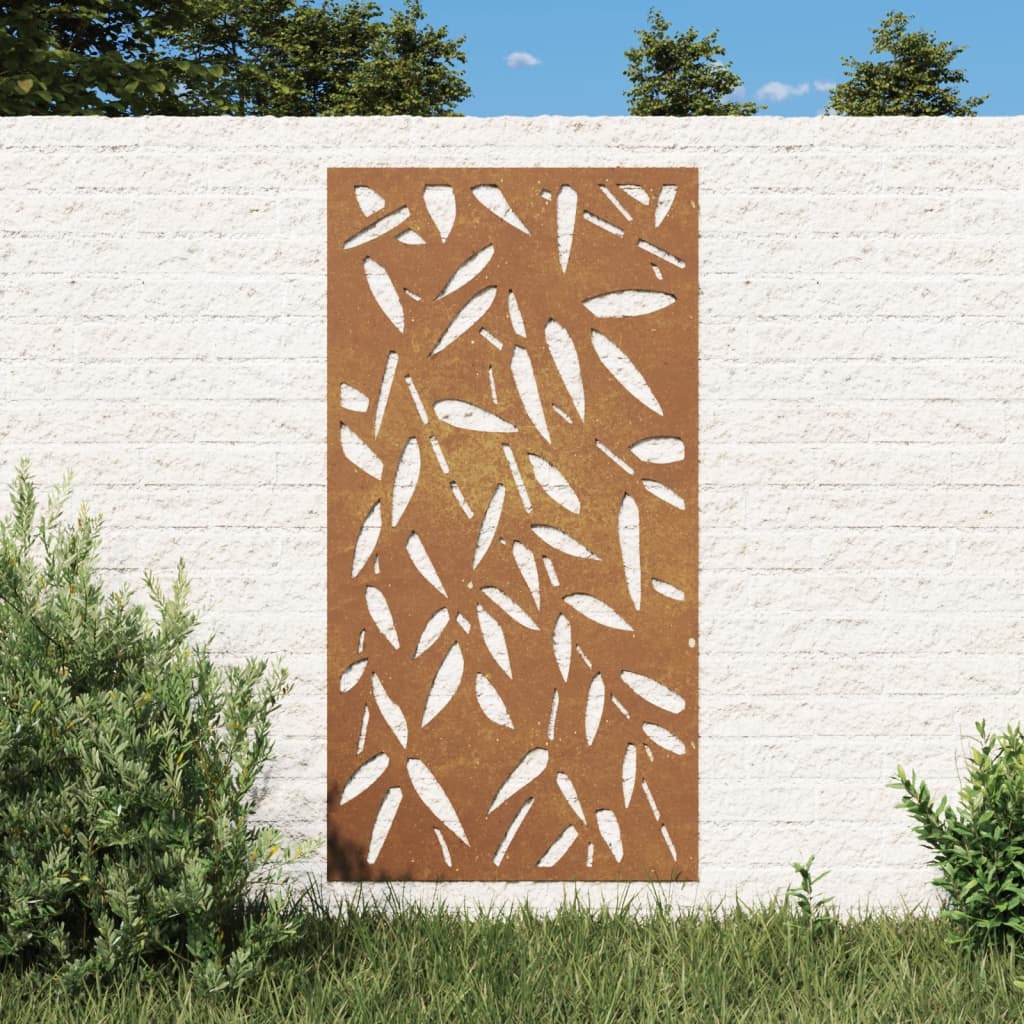 Decor de perete 105x55 cm design frunze bambus oțel Corten - Casa - Decoo