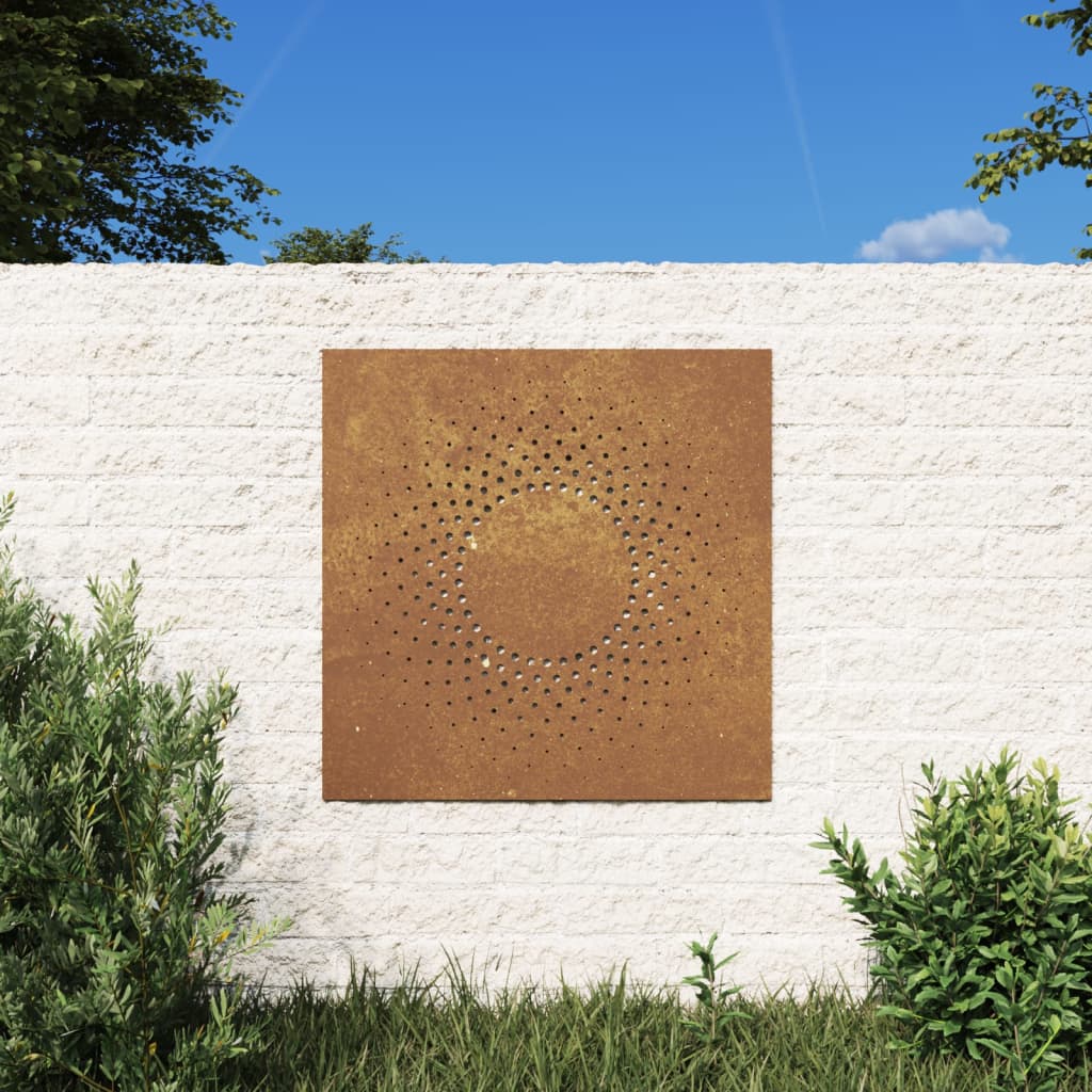 Decor perete de grădină 55x55 cm design soare oțel Corten - Casa - Decoo