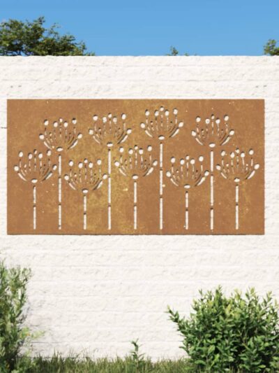 Decorație perete de grădină 105x55 cm design flori oțel Corten - Casa - Decoo