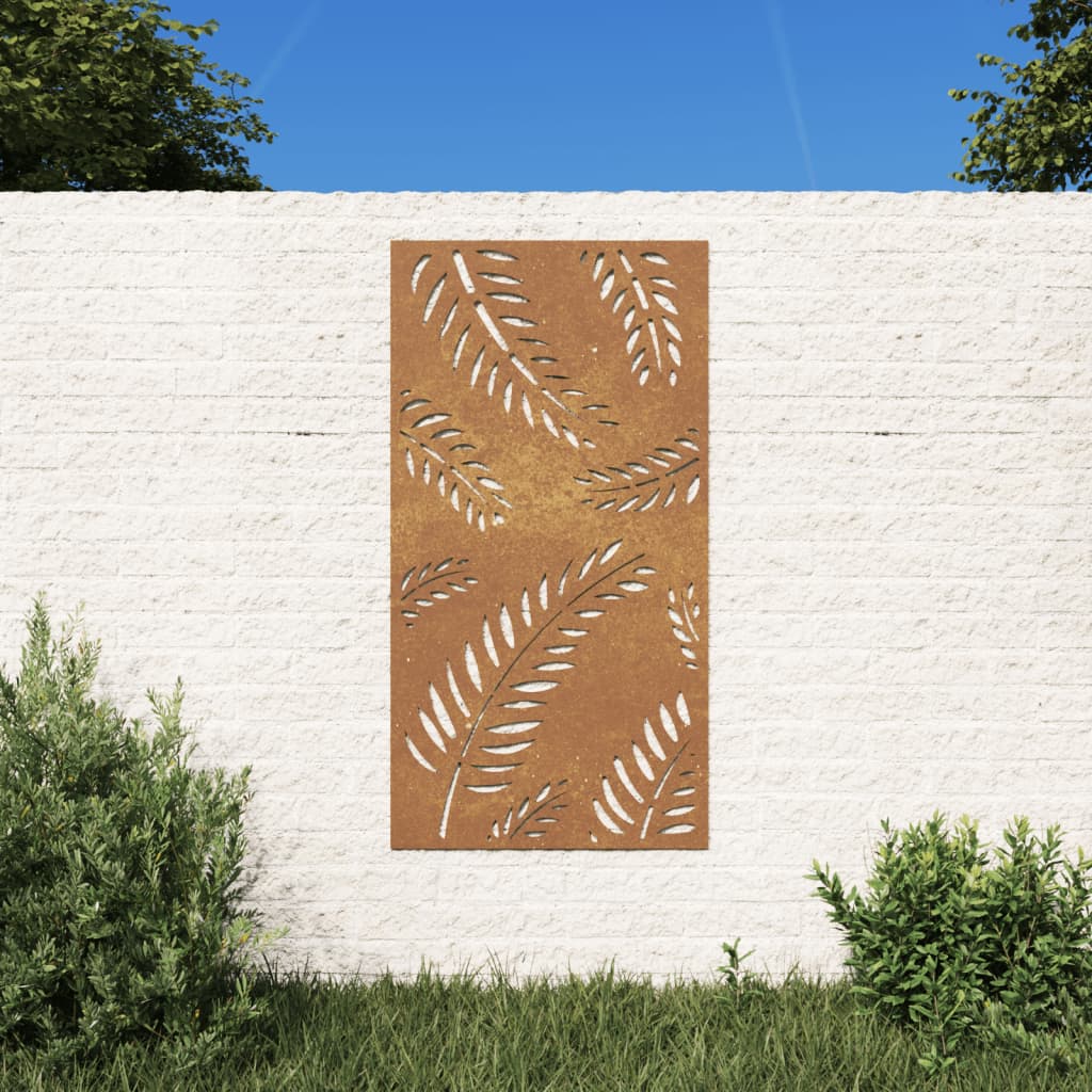 Decorație perete de grădină 105x55 cm design frunze oțel Corten - Casa - Decoo