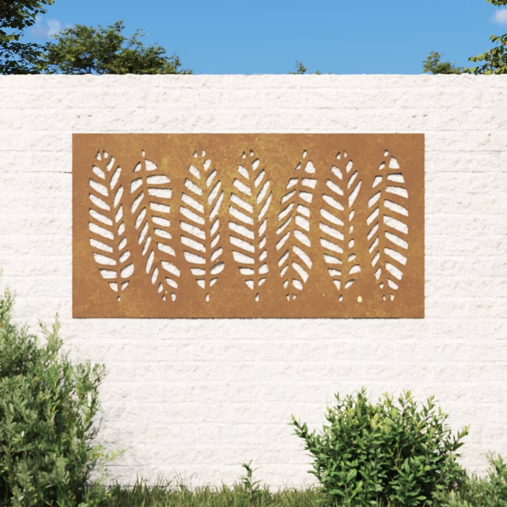 Decorație perete de grădină 105x55 cm design frunze oțel Corten - Casa - Decoo