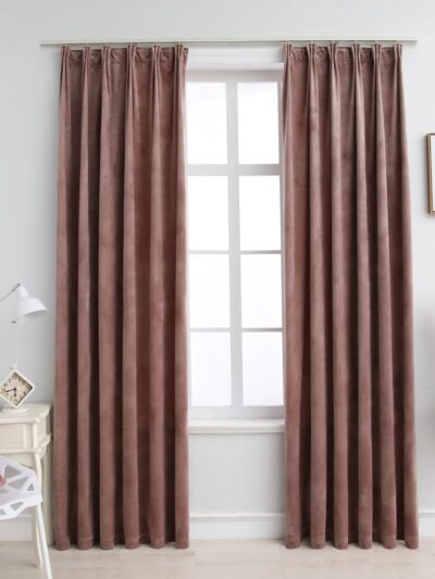 Draperii opace 2 buc. roz antichizat 140x225 cm catifea cârlige - Casa - Decoo